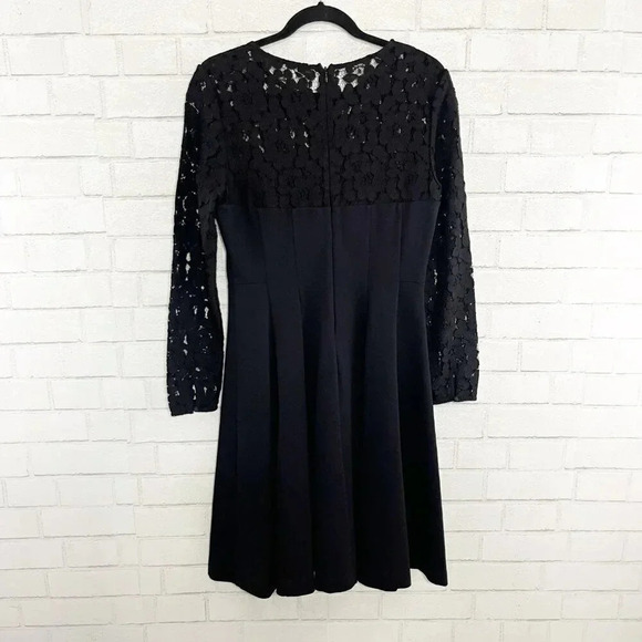 Boden Black Fit and Flare Midi Dress with Lace Sleeves Women's US Size 6 Regular - Picture 6 of 10